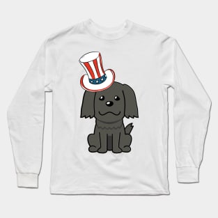 Funny black dog is wearing uncle sam hat Long Sleeve T-Shirt